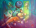 "La Venus et l'oiseau" huile sur toile 60x50cm ,coll. France