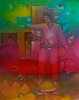 "Niño con pajaro" huile sur toile 81x65cm, coll. Argelis Perez (Venezuela)
