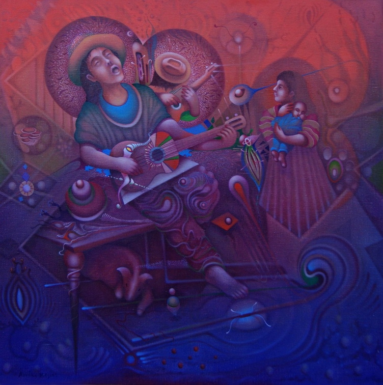 "Serenatero de mi pueblo" huile sur toile 80x80cm coll. (Venezuela)